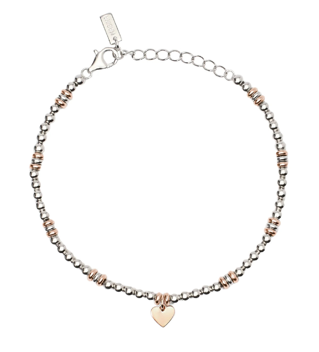 Bracciale catena da donna della collezione Mabina Little Mix in argento placcato oro rosa con cuore pendente 533839