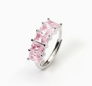 Women's silver ring with pink zircons VALENTINA 523410