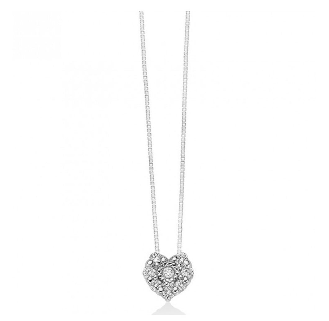 Collana Miluna - Premium Diamonds Pendente Cuore in Oro Bianco 18 con Diamanti Naturali CLD4573