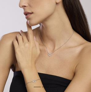 Girocollo Mabina in argento con cuore e zirconi HAPPY LOVE 553681