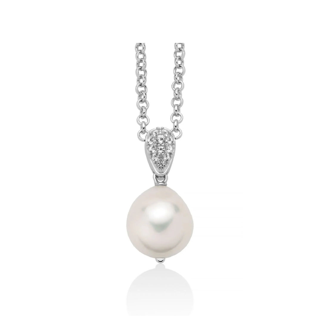 Collana donna Miluna Giochi di Perle in argento topazi bianchi 0,28ct e perla 12/14 PCL6537B