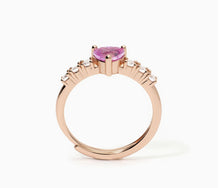 Cargar imagen en el visor de la galería, Anillo de mujer con turmalina sintética y circonitas ROUGE 523406
