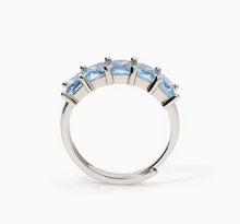 Cargar imagen en el visor de la galería, Anillo de mujer de plata con aguamarinas sintéticas VALENTINA 523408
