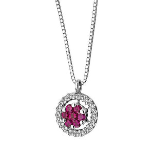 Collana da donna in oro bianco con diamenti e rubini Comete GLB 623