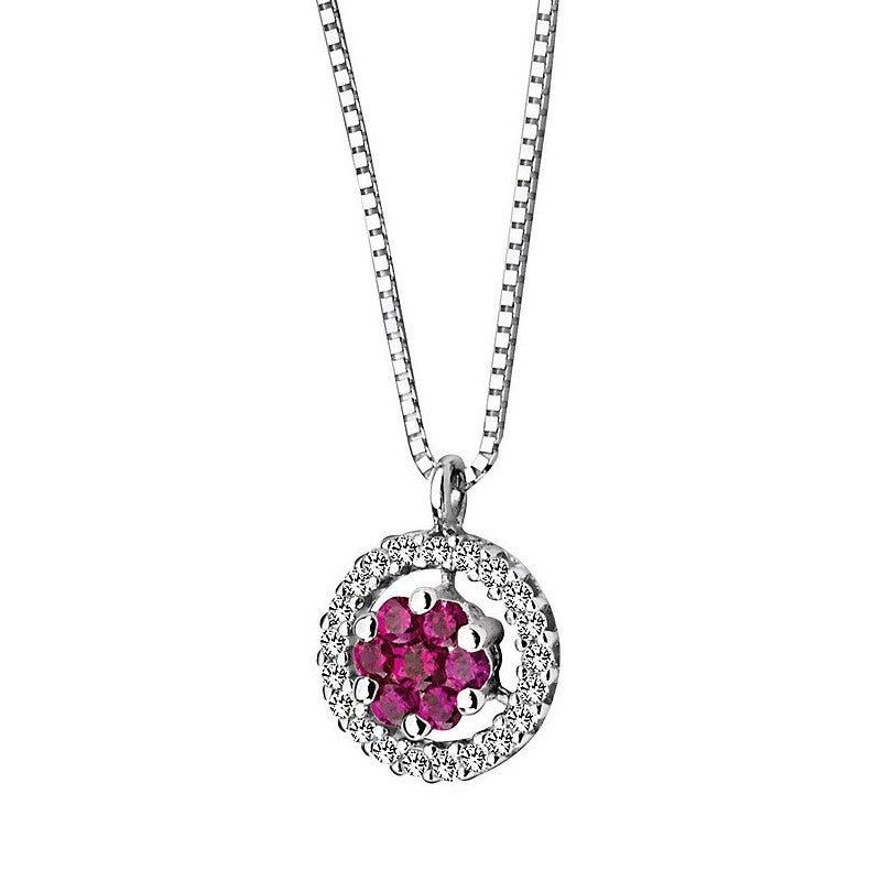 Collana da donna in oro bianco con diamenti e rubini Comete GLB 623