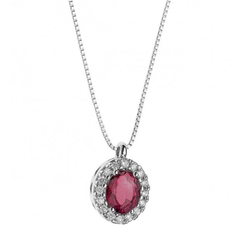 Collana da donna in oro bianco Comete con Rubino GLB 1157