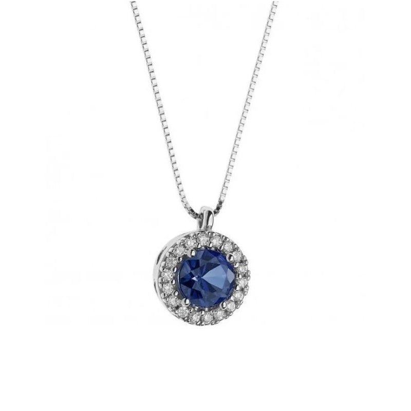 Collana da donna in oro bianco Comete con Zaffiro GLB 1162