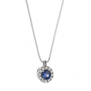 Collana da donna in oro bianco Comete con Zaffiro GLB 1165