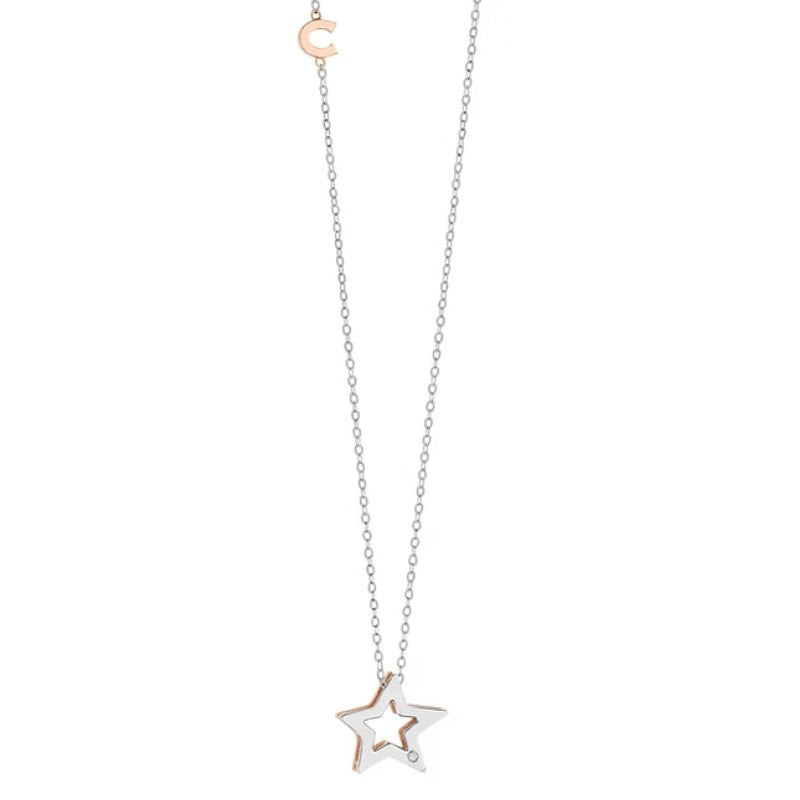 Collana da donna in oro bianco con diamante Stella Comete GLB 1449
