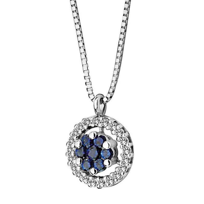Collana da donna in oro bianco con diamenti e Zaffiri Comete GLB 624