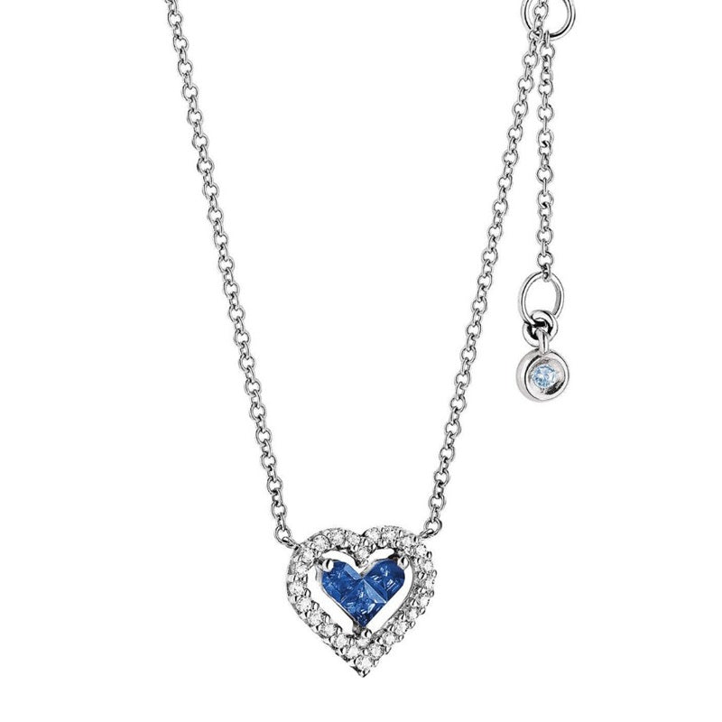 Collana da donna in oro bianco con diamenti e Zaffiri Comete GLB 750ZAF