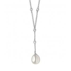 Collana da donna in oro bianco con perla e diamanti Comete GLP 352
