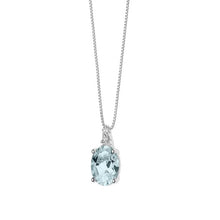 Carica l&#39;immagine nel visualizzatore di Gallery, Collana da donna in oro bianco con diamanti e acquamarina Comete GLQ 267
