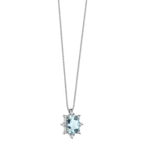 Collana da donna in oro bianco con diamanti e acquamarina Comete GLQ 269