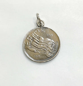 Reproducción del colgante de moneda de plata antigua 925 LIRE 500