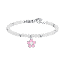 Carica l&#39;immagine nel visualizzatore di Gallery, Bracciale bambina con sfere bianche e stella rosa Luca Barra JB151
