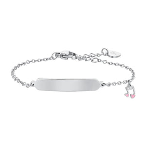 Collana bimba in acciaio con smalto rosa Luca Barra JB222