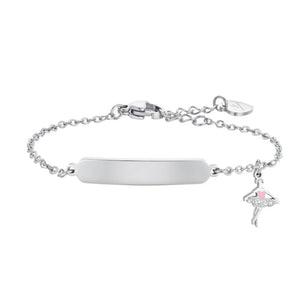 Collana bimba in acciaio con smalto rosa Luca Barra JB227