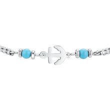 Carica l'immagine nel visualizzatore di Gallery, Bracciale bambino in acciaio con ancora e turchesi Luca Barra JB255
