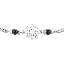 Carica l'immagine nel visualizzatore di Gallery, Bracciale bambino in acciaio con timone e agata Luca Barra JB256
