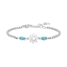 Carica l'immagine nel visualizzatore di Gallery, Bracciale bambino in acciaio con timone e turchesi Luca Barra JB257
