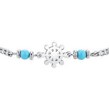 Carica l'immagine nel visualizzatore di Gallery, Bracciale bambino in acciaio con timone e turchesi Luca Barra JB257
