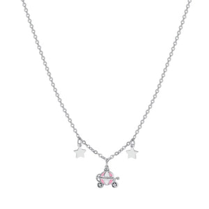 Collana bimba in acciaio con smalto rosa e bianco Luca Barra JC155