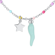 Carica l'immagine nel visualizzatore di Gallery, Collana bambina in acciaio con corno e stella Luca Barra JC172
