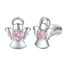 Load image into Gallery viewer, Orecchini bambina in acciaio Angelo con zircone Luca Barra JO140
