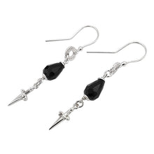 Load image into Gallery viewer, Dangle earrings with black crystals in silver Cesare Paciotti JPOR0754B
