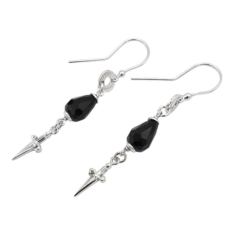 Dangle earrings with black crystals in silver Cesare Paciotti JPOR0754B