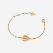 Carica l&#39;immagine nel visualizzatore di Gallery, Bracciale da donna in acciaio dorato e cristalli Guess JUBB05 527JW YG
