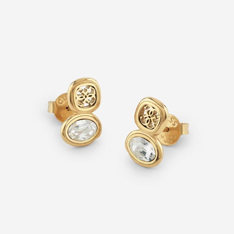 Orecchini da donna in acciaio dorato e cristalli Guess JUBE05 572JW YG