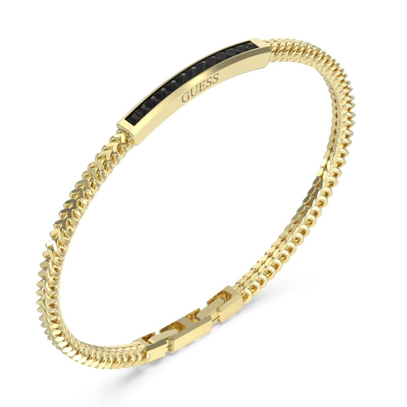 Bracciale da uomo in acciaio dorato e cristalli Guess JUMB05 099JW YG