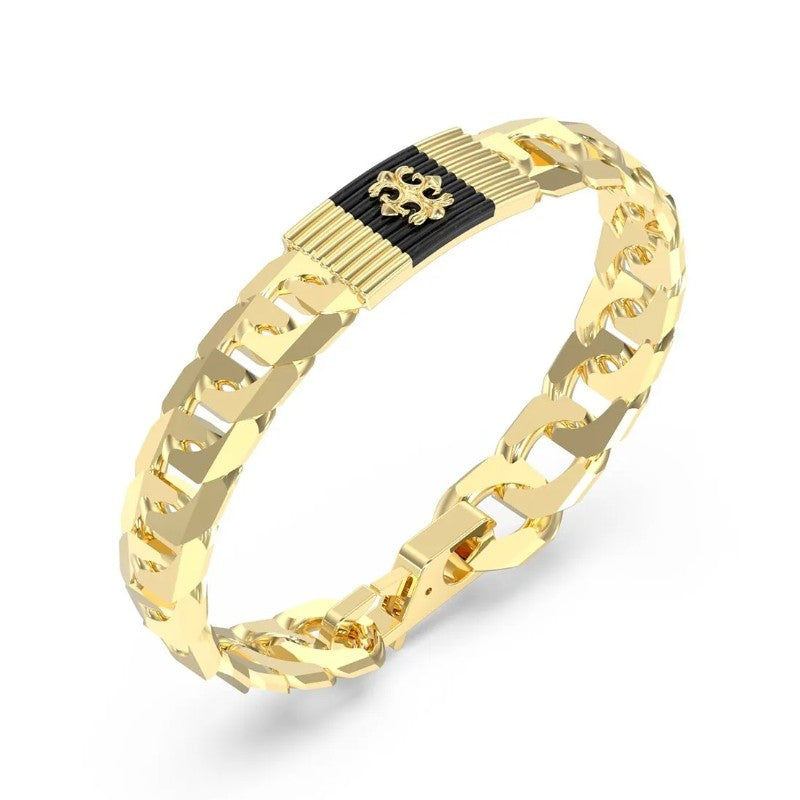 Bracciale da uomo in acciaio dorato Guess JUMB05 066JW YGBK