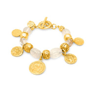 Bracciale da donna in bronzo dorato crystal monete Giovanni Raspini N0029