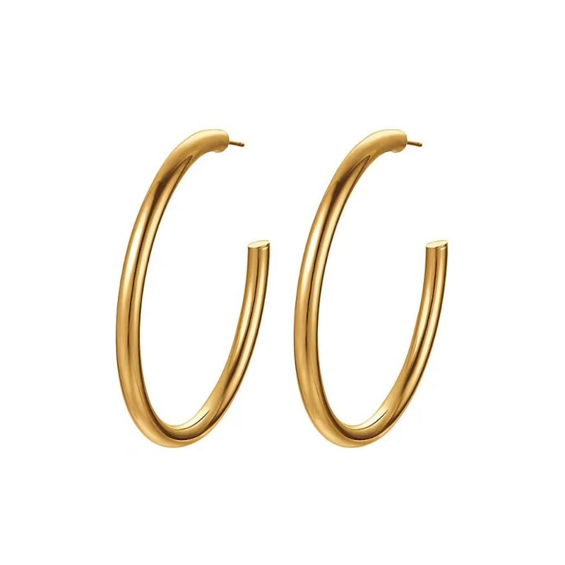 Orecchini da donna cerchi in acciaio IP gold Luca Barra OK1273