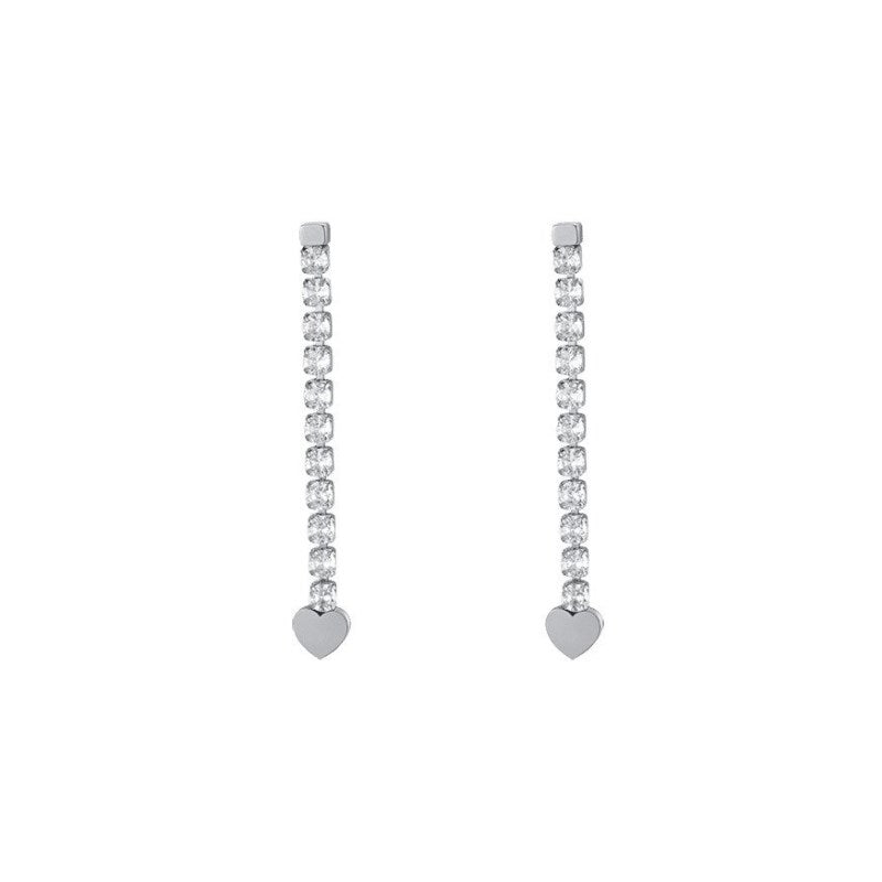 Luca Barra OK1286 women's steel earrings with crystals and hearts