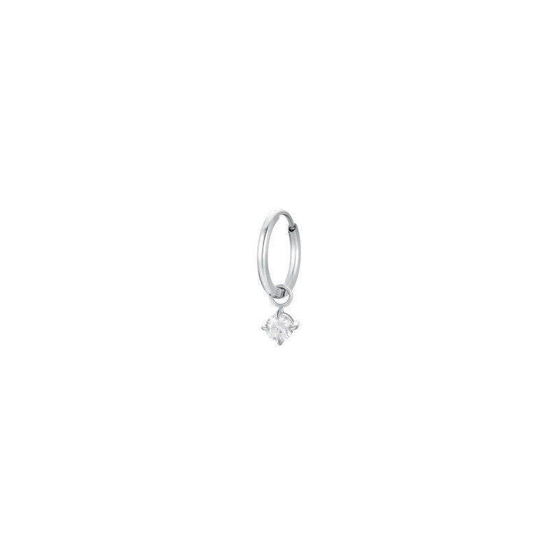Mono orecchini donna in acciaio cerchio con zircone Luca Barra OK1488