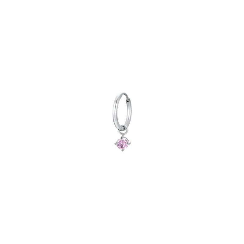 Mono orecchini da donna in acciaio cerchio con zircone Luca Barra OK1489