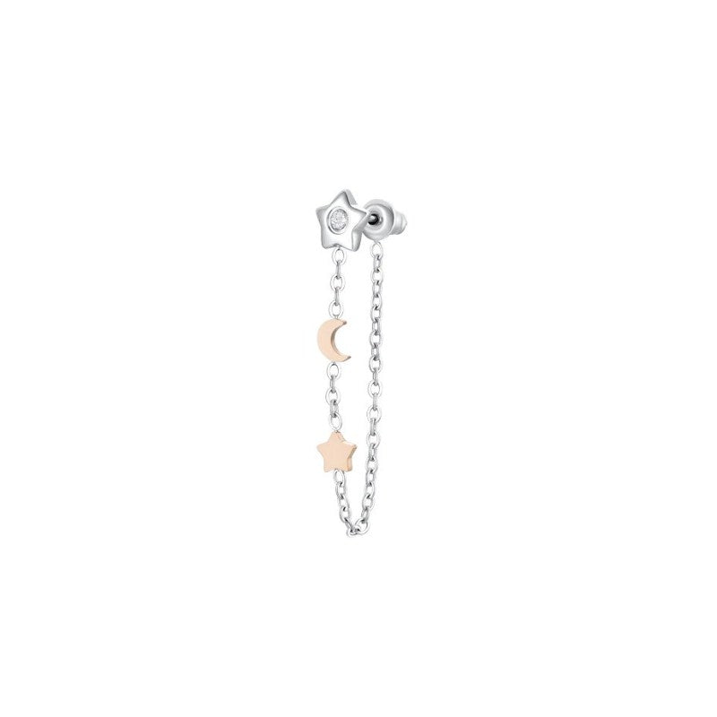 Mono orecchino da donna in acciaio stella con zircone Luca Barra OK1496