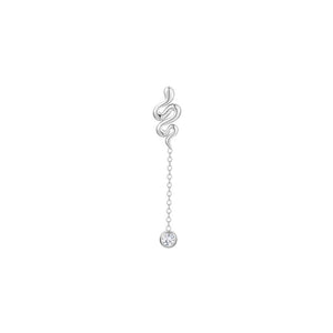 Mono orecchino da donna in acciaio con serpente e cristallo Luca Barra OK1500