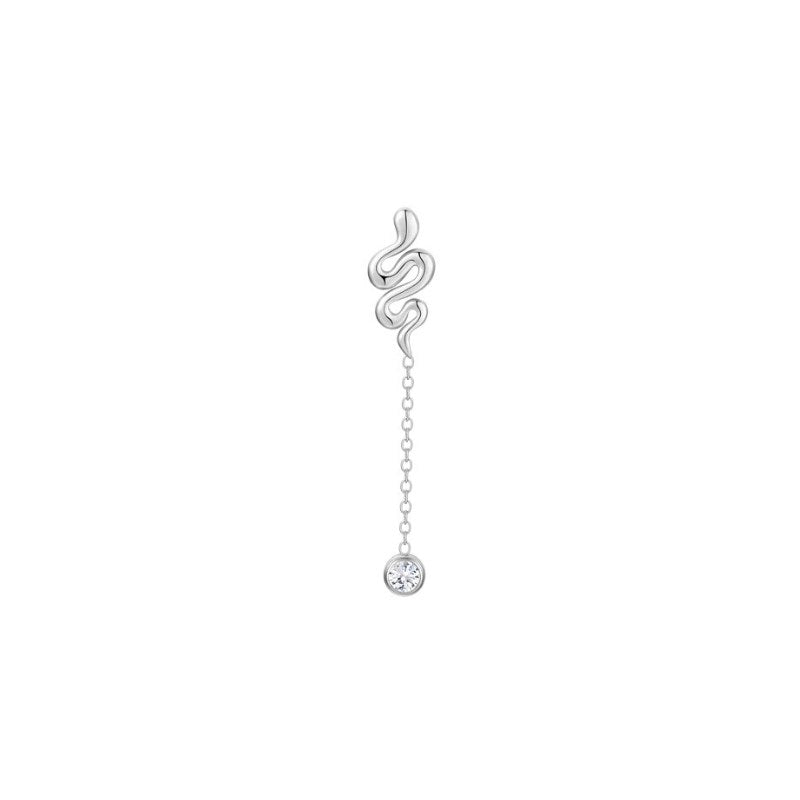 Mono orecchino da donna in acciaio con serpente e cristallo Luca Barra OK1500