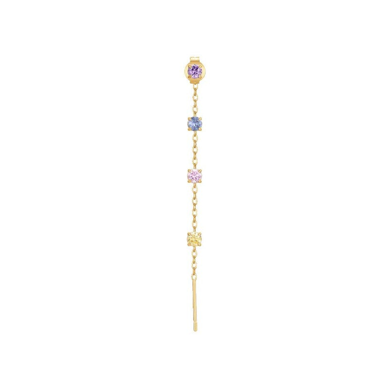 Mono orecchino da donna in acciaio dorato con cristalli Luca Barra OK1532