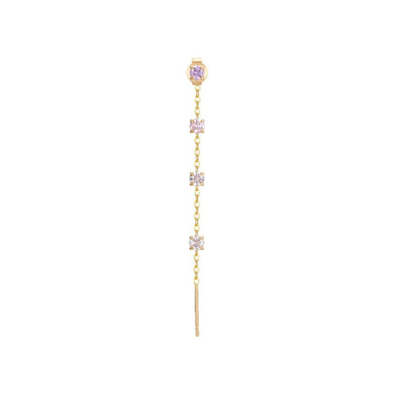 Mono orecchino da donna in acciaio dorato con cristalli Luca Barra OK1535