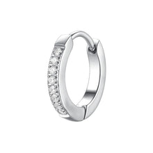 Load image into Gallery viewer, Mono orecchino da donna a cerchio in acciaio con zirconi Luca Barra OK1552
