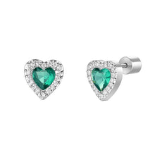 Load image into Gallery viewer, Orecchini donna in acciaio con cuori e zirconi Luca Barra OK1587
