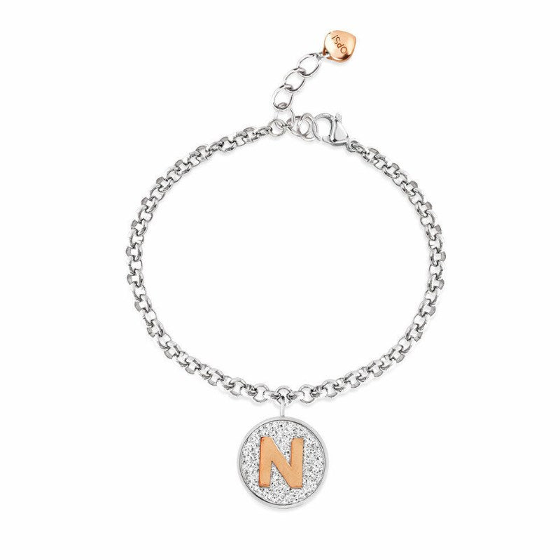 Bracciale da donna in Acciaio Ops Objects Coin lettera N Glitter OPSBR-681