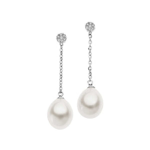 Orecchini Comete in oro bianco con perle coltivate e diamanti ORP 645