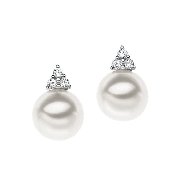 Orecchini da donna in oro bianco con perla e diamanti Comete ORP 530